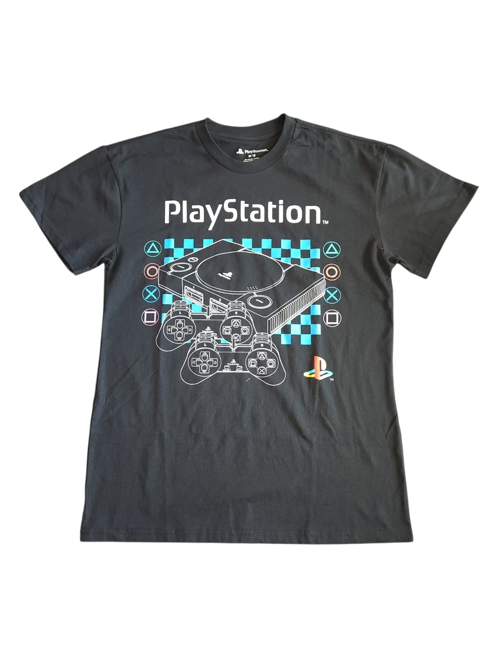 Sony PlayStation Black Tee with Neon Console Graphic